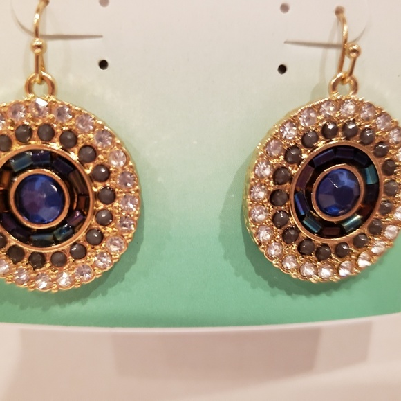 Decree Jewelry - gorgeous gold tone with navy accent bead earrings